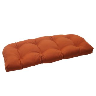 Pillow Perfect Outdoor Cinnabar Wicker Loveseat Cushion In Burnt Orange (OrangeClosure: Sewn Seam ClosureUV Protection: YesWeather Resistant: YesCare instructions: Spot Clean or Hand Wash Fabric with Mild DetergentDimensions: 44 inches long x 19 inches wi