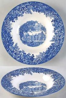 Wedgwood Romantic England Blue Large Rim Soup Bowl, Fine China Dinnerware   Blue