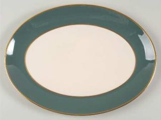 Flintridge Sylvan Teal Green (Rim) 14 Oval Serving Platter, Fine China Dinnerwa