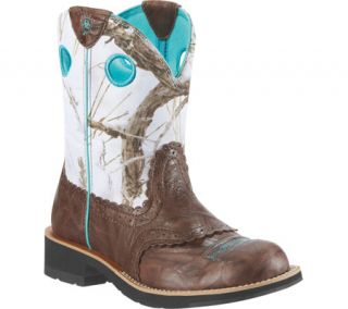 Womens Ariat Fatbaby Cowgirl   Brown Crinkle Full Grain Leather/Snowflake Suede