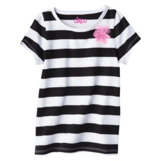 Circo Infant Toddler Girls Short Sleeve Striped Tee   Ebony 18 M