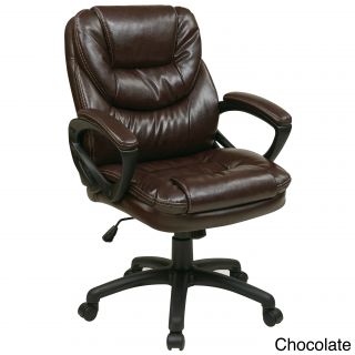 Office Star Products Work Smart Faux Leather High Back Chair (Black, chocolateWeight capacity: 250 poundsDimensions: 43.25 inches high x 25.5 inches wide x 26 inches deepSeat dimensions: 21 inches wide x 18.25 inches deep x 4 inches thickSeat height: 23 i