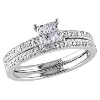 Tevolio 0.3 CT.T.W. Princess Cut Diamond Wedding Ring in 10K White Gold (GH I2: