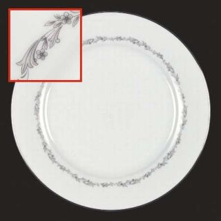 Noritake Crestmont Dinner Plate, Fine China Dinnerware   Gray Scroll Band,Smooth