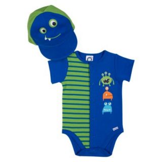 Gerber Newborn Boys Monster Bodysuit and Hat Set   Blue/Grn 3 6 M