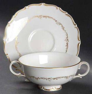 Royal Doulton Richelieu Footed Cream Soup Bowl & Cup Saucer Set, Fine China Dinn