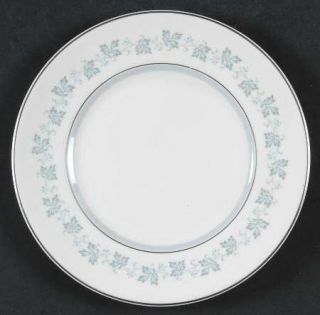 Royal Doulton Lyric Salad Plate, Fine China Dinnerware   Blue Leaves On Rim