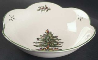 Spode Christmas Tree Green Trim 9 Daisy Bowl, Fine China Dinnerware   Newer Bac