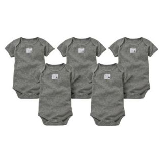 Burts Bees Baby Newborn Neutral 5 pack Short sleeve Bodysuit   Grey 0 3 M