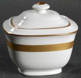 Villeroy & Boch Gold Brocade Sugar Bowl & Lid, Fine China Dinnerware   Heinrich,