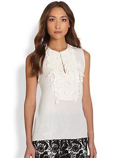Marchesa Voyage Lace Trim Shell   White Marble