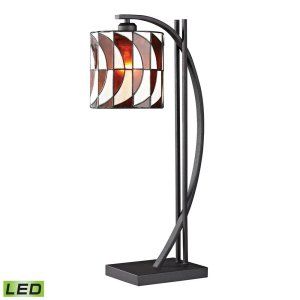 Dimond Lighting DMD D2541 LED Eastbourne Tiffany Glass Table Lamp with Iron Arc