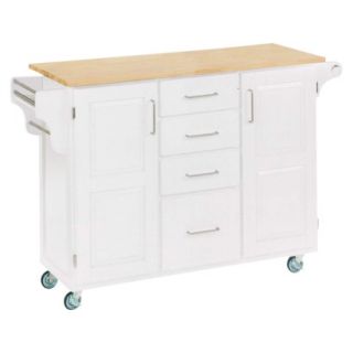 Kitchen Cart: Cart With Wood Top   White (Large)