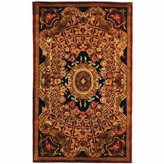 Handmade Classic Empire Burgundy/ Black Wool Rug (3 X 5) (RedPattern OrientalMeasures 0.625 inch thickTip We recommend the use of a non skid pad to keep the rug in place on smooth surfaces.All rug sizes are approximate. Due to the difference of monitor 