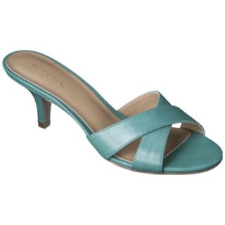 Womens Merona Oessa Kitten Heel Slide Sandal   Turquoise 6