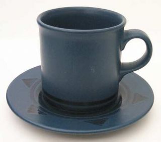 Pfaltzgraff Morning Light Flat Cup & Saucer Set, Fine China Dinnerware   Cobalt