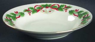 Royal Majestic Noel Coupe Soup Bowl, Fine China Dinnerware   Holly Border, Red