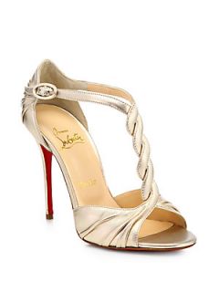 Christian Louboutin Jazzy Doll Metallic Leather Sandals   Gold