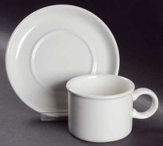 WR Midwinter Stonehenge White Flat Cup & Saucer Set, Fine China Dinnerware   Sto