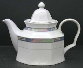 Christopher Stuart Southwest Teapot & Lid, Fine China Dinnerware   Green,Blue,Co