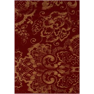 Cherry And Dark Yellow Transitional Floral Area Rug (53 X 75)