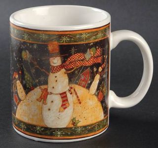 Folk Snowman (Tiny Flakes) Mug, Fine China Dinnerware   Snowman,Tiny Snowflakes,