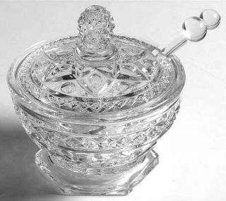 Imperial Glass Ohio Cape Cod Clear (#1602 + #160) Mustard with Lid and Spoon   C