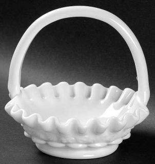 Westmoreland Paneled Grape Milk Glass Handled Basket   Stem 1881, Milk Glass, Gr