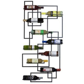 Wine Holder 10 Bottle Mid Century Wall Rack