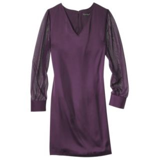 TEVOLIO Womens Shift Dress w/Sheer Sleeve   Purple Duet   8