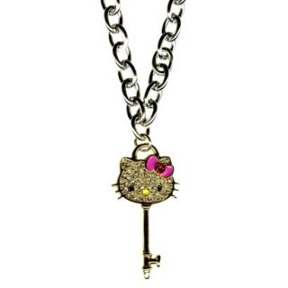 Hello Kitty Chain Necklace with Key Pendant   Silver
