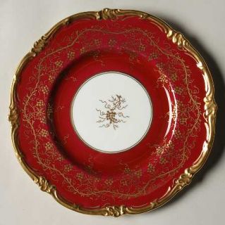 Royal Cauldon KingS Plate Cranberry Salad Plate, Fine China Dinnerware   Gold G
