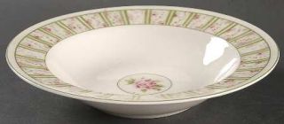 222 Fifth (PTS) PennyS Roses Large Rim Soup Bowl, Fine China Dinnerware   Pink/