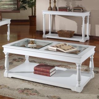 Parker House Alpine Rectangle Cottage White Wood Coffee Table with Casters  
