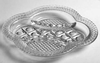 Imperial Glass Ohio Cape Cod Clear (#1602 + #160) 3 Part Oval Relish Dish   Clea