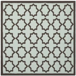 Safavieh Hand woven Moroccan Dhurrie Light Blue/ Chocolate Wool Rug (8 Square)