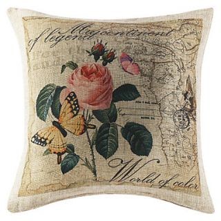 18 Country Floral Polyester Decorative Pillow With Insert
