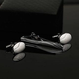Personalized Mens Gift Tie Clip and Oval Cufflinks Sets with Gift Box