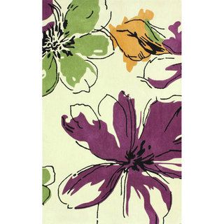 Nuloom Handmade Modern Flowers Purple Rug (5 X 8)