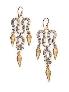 Alexis Bittar Aigrette Spear Chandelier Earrings   Gold