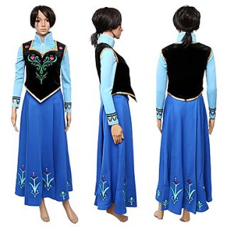 Frozen Princess Anna Black Blue Polyester Cosplay Costume