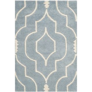 Safavieh Handmade Moroccan Chatham Blue/ Ivory Wool Area Rug (3 X 5)