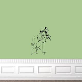 Japanese Manga Beautiful Swimsuit Girl Vinyl Decal Sticker (Glossy blackDimensions: 25 inches wide x 35 inches long )