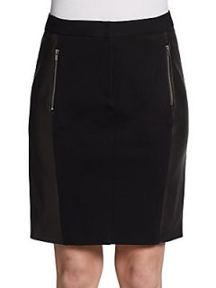 Lisa Leather Panel Pencil Skirt   Black