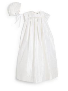 Isabel Garreton Infants Traditional Silk Christening Dress & Bonnet   White