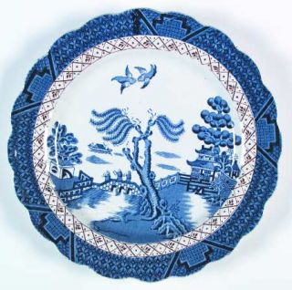Booths Real Old Willow (No Trim) Dinner Plate, Fine China Dinnerware   Blue Geom