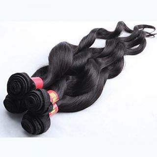 4A 16 Inch Natural Black Loose Wave Curly Chinese Virgin Hair Weave Bundles 62G/Piece (2.10OZ/Piece)