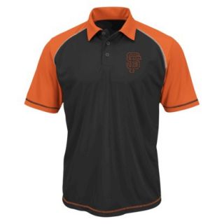 MLB Mens San Francisco Giants Synthetic Polo T Shirt   Black/Orange (L)