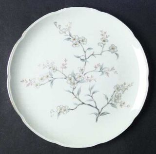 Symco Cerise Dinner Plate, Fine China Dinnerware   White Flowers,Blue & Brown Le