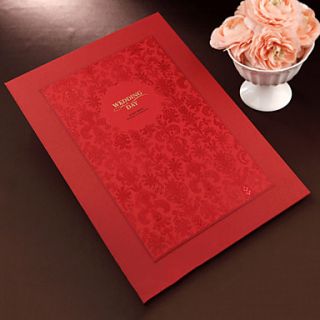 Red Floral Guest Book with Embossed Cover (5 Pages)